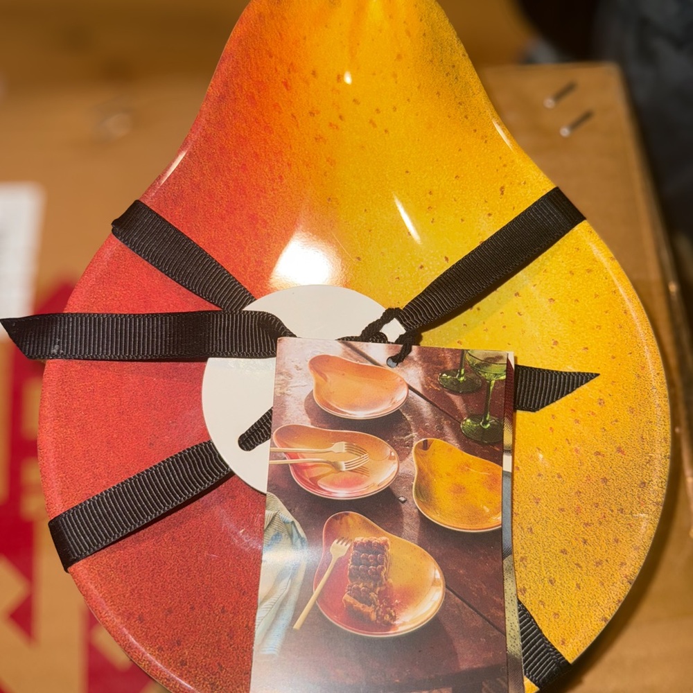 Vibrant Orange and Yellow Pear Dessert Plates. Set of 4